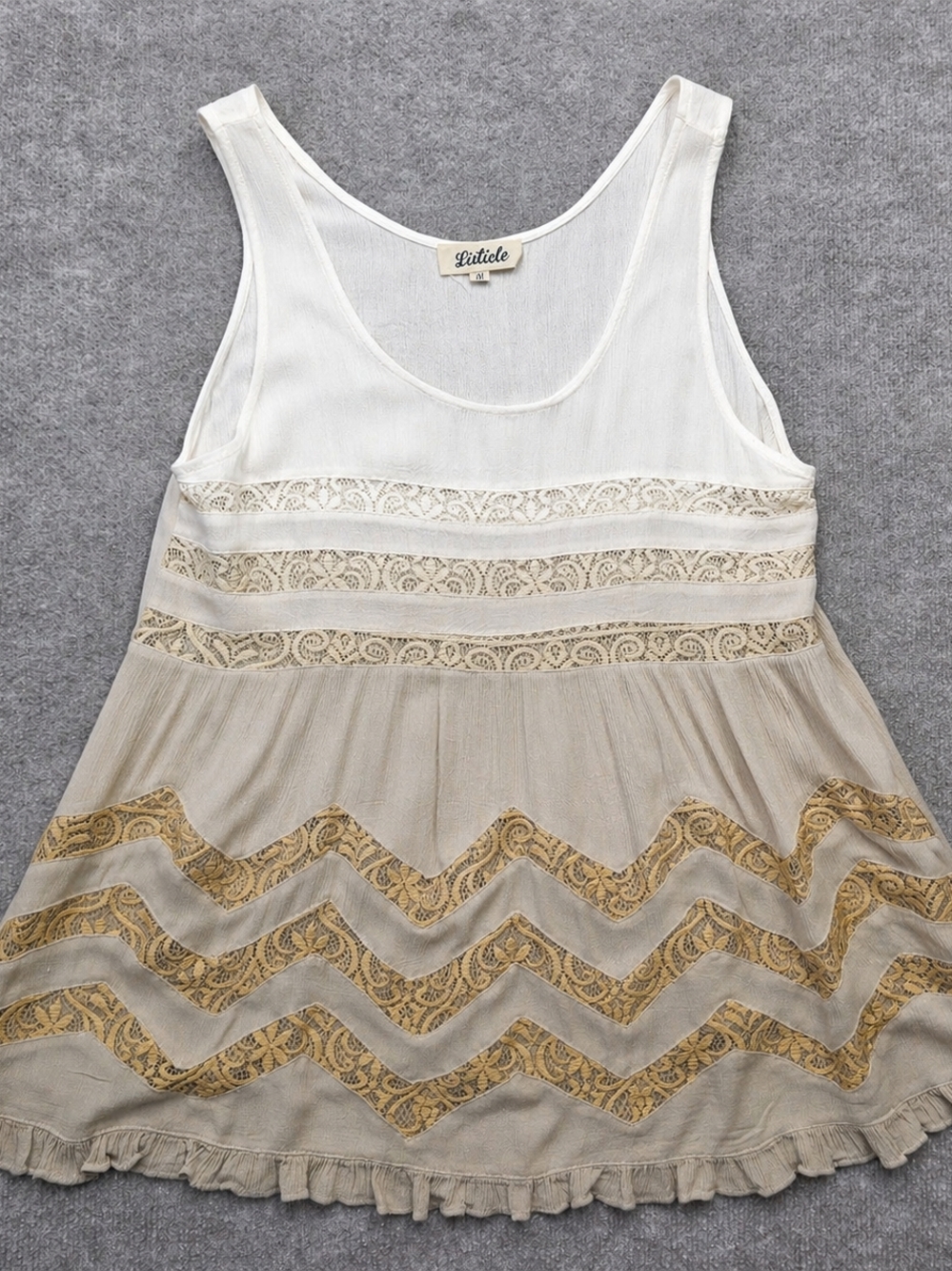 Listicle Cottagecore Babydoll Tunic Tank M Boho Lace Lightweight